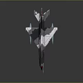 Sleek Detailed 3D Rendered Fighter Jet Model With Gray White Red Colors And Red Nose
