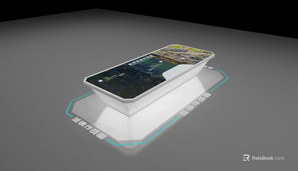 Smartphone Display On Illuminated Stand With Scenic Screen And Glowing Edges 3d model 