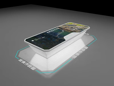 Smartphone Display On Illuminated Stand With Scenic Screen And Glowing Edges 3d model