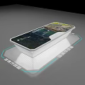 Smartphone Display On Illuminated Stand With Scenic Screen And Glowing Edges