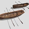 Wooden Boats With Traditional Wooden Structure And Oars Featuring Wooden Seats And Planks