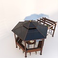 gazebo awning swing outdoor furniture chinese style outdoor rest pavilion sunshade pavilion aluminum alloy new sun room 3d model