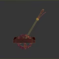 Electronic Device Component Featuring Red Base Gear Mechanism And Wooden Handle Metal Rod