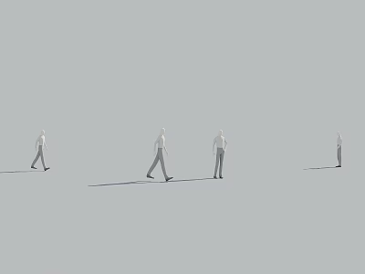 Multiple White Human Silhouettes Walking on Gray Background Some Alone Some in Pairs 3d model