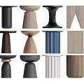 Modern Stylish Side Tables with Various Pedestal Bases Different Materials and Shapes 3d model