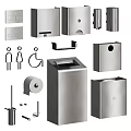 Stainless Steel Bathroom Accessories With Toilet Paper Holder Trash Can Soap Dispenser And Towel Rack