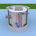 Industrial Equipment Cylindrical Storage Tank With Ladder Pipes Top Platform And Outdoor Setting