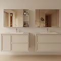 Modern Bathroom Interior With Double White Vanity Mirrors And Storage Cabinets 3d model