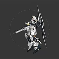 White Gundam Robot Figure With Multiple Weapons And Wing Like Equipment In Standing Stance