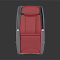 Red Aviation Seat With Gray Frame And Wooden Armrests For Travel Comfort