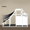 Poliform Mall Store Interior with Modern Wooden Display Structure and Design 3d model