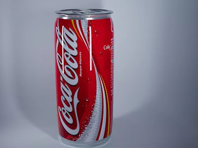 Coca Cola Carbonated Soft Drink In Aluminum Can With Red And Silver Design 3d model