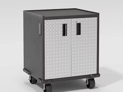 Commercial Wheeled Storage Cabinet With Diamond Plate Surface And Double Doors 3d model