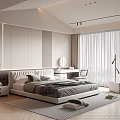 Modern Bedroom Interior Design With Large Bed Nightstand And Floor to Ceiling Windows