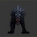 Fierce Mythical Wolf With Blue Fur Glowing Eyes And Sharp Teeth 3d model