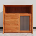 Wooden Sideboard With Drawers And Glass Door For Dining Storage