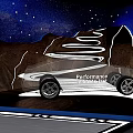 Performance Timing Kit Display With Car Silhouette On Starry Mountain Track Platform