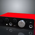 Red And Black Electronic Audio Device With Control Knobs And Input Ports
