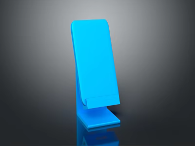 Blue Commercial Phone Stand With Angled Panel And Sturdy Base For Desktop Business Use 3d model