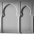 Three Traditional Ornate Arches With Intricate Patterns And Gold Accents