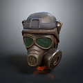 Safety Helmet With Gas Mask And Green Goggles For Protective Wear