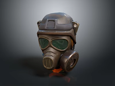 Safety Helmet With Gas Mask And Green Goggles For Protective Wear 3d model