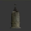 Traditional Chinese Ancient Architecture Featuring Bronze Bell With Dragon Ornament Design