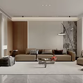 Modern Living Room Interior Design With TV Wall Coffee Table Sofa And Decorative Elements 3d model