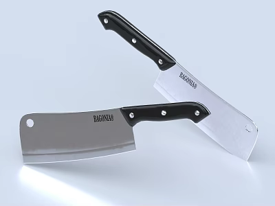 BAYING Kitchen Knives With Black Handles And Sharp Silver Blades For Cooking 3d model