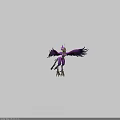 Purple Feathered Game Movie Character With Spread Wings And Golden Accents