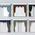 Multiple Color Curtains With Decorative Valance And Layered Design Options 3d model