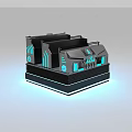 Futuristic Mechanical Device With Gray Black Exterior Blue Illuminated Panels And Layered Structure