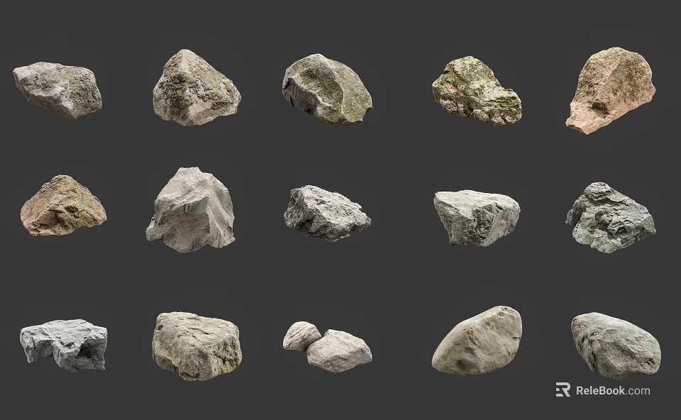 Natural Stones and Wood Materials in Various Shapes for Interior Design 3d model 