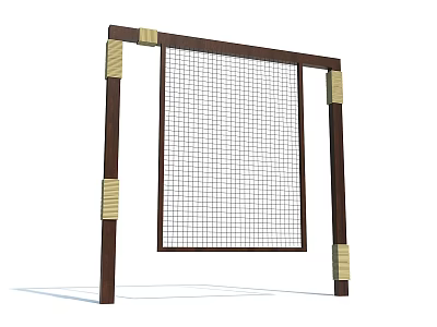 Wooden Frame Structure With Grid Panel And Decorative Vertical Posts For Home Decoration 3d model