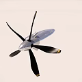 Detailed Aircraft Propeller Model With Black Blades Metal Hub And Yellow Tips