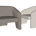 Modern Accent Chair with Curved Backrest Block Legs and Dual Fabric Upholstery Designs