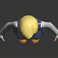 3D Character Model With Yellow Hair Blue Vest Striped Sleeves Blue Skirt And Yellow Boots