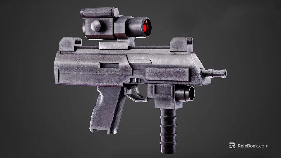Futuristic Tactical Gun With Red Dot Sight And Ergonomic Grip Design 3d model 