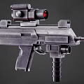 Futuristic Tactical Gun With Red Dot Sight And Ergonomic Grip Design