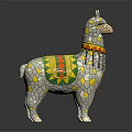 Llama Shaped Mosaic Decorative Furniture With Colorful Accents And White Body