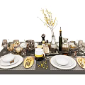 Modern Tableware Ornaments Combination 3d model