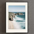 Stunning Coastal Landscape Painting With Rocky Cliffs Blue Sea And Sandy Beach