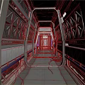 Futuristic Sci Fi Corridor Interior With Geometric Wall Panels And Overhead Lighting