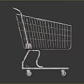 Silver Metal Shopping Cart With Red Handle And Wheels For Daily Household Use