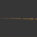 Traditional Wooden Fishing Rod With Red Float Line And Reel