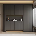 Modern Gray Shoe Cabinet With Sleek Design And LED Lighting Storage Solution