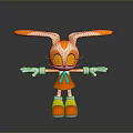 Cartoon Rabbit With Long Orange White Ears Orange Dress Blue Bow White Gloves