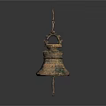 Bronze Bell Sculpture With Intricate Carvings And Top Ring Decoration
