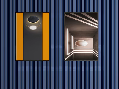 Modern Lighting Fixtures With Circular Design And Geometric Patterns On Blue Background 3d model
