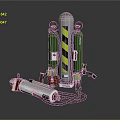 Industrial Gas Cylinders Featuring Green Tanks Gray Warning Column And Hoses